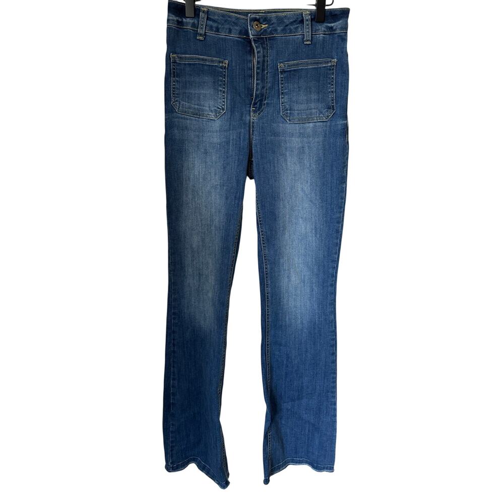 Bianco Lian Bootcut Jeans Womens 27 Blue Stretch Raw Hem Mid Rise Denim